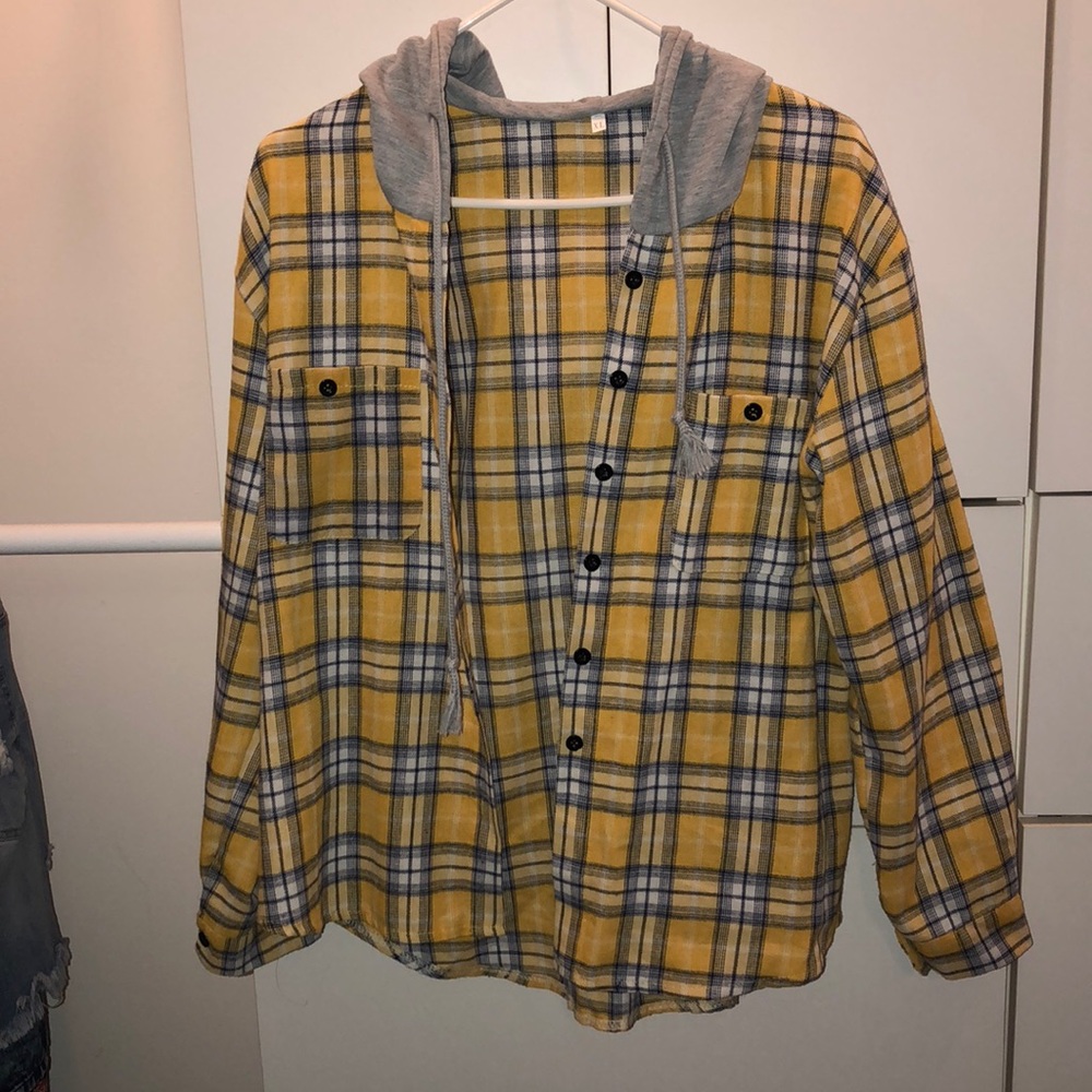 Yellow flannel with hood